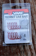 Vmc Techset Live Bait Hooks Red QTY: 12 Size 4