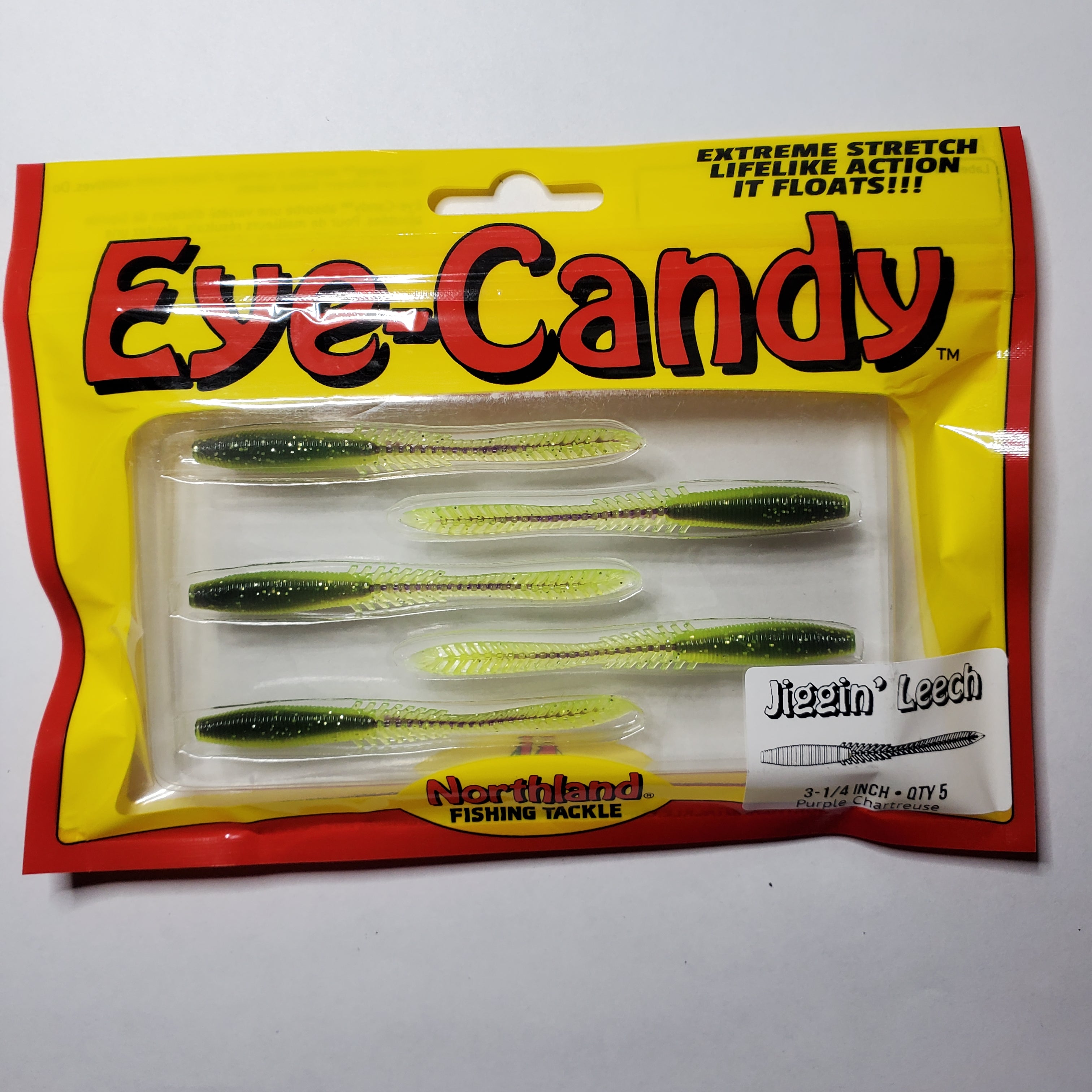 Northland Eye-Candy Jiggin Leech 3 1/4" Purple Chartreuse