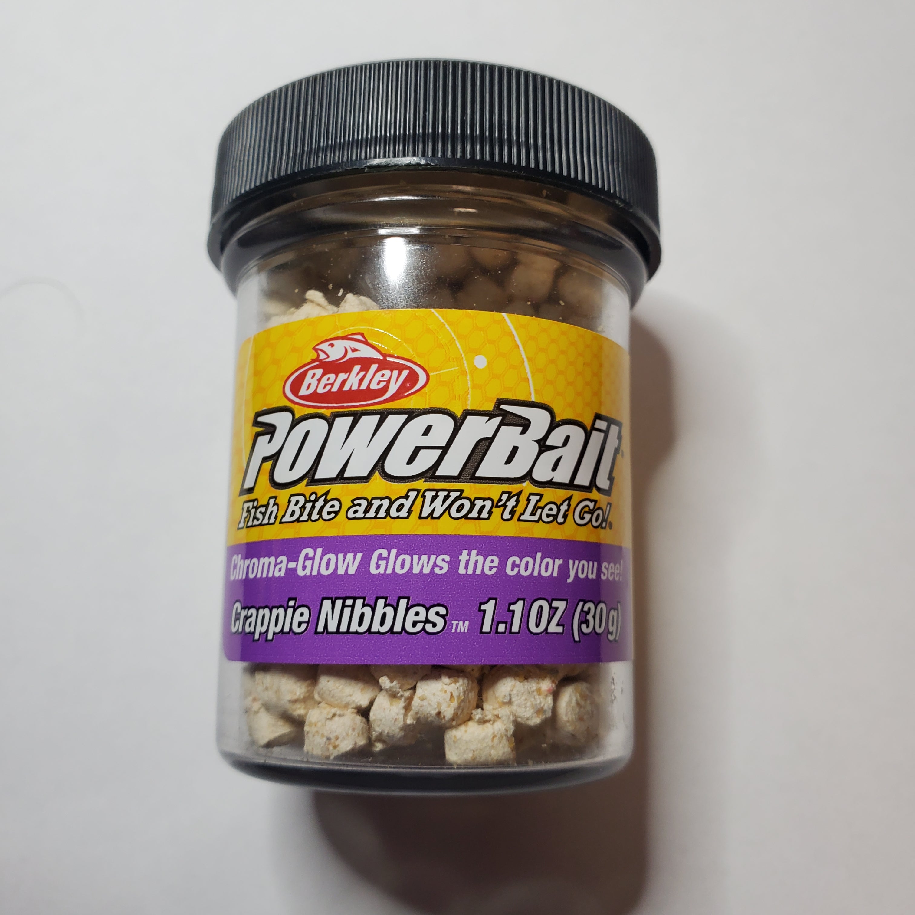 Berkley PowerBait Chroma-Glow Crappie Nibbles Glow White