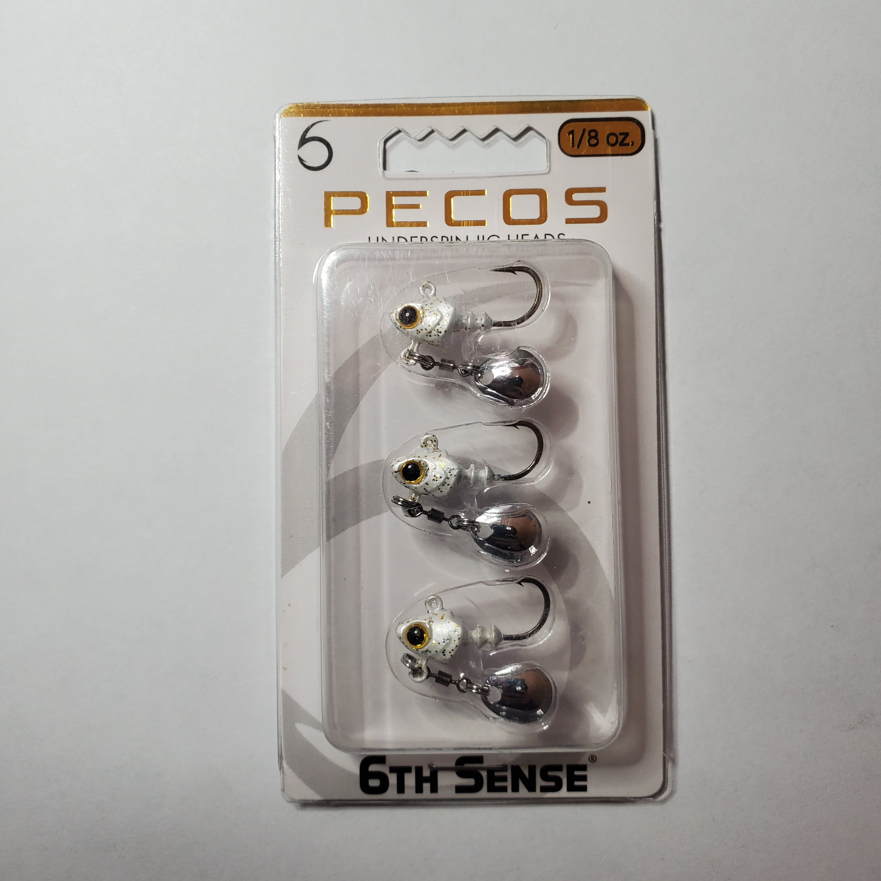 6th Sense Pecos Underspin Jig Head Platinum White 1/8oz