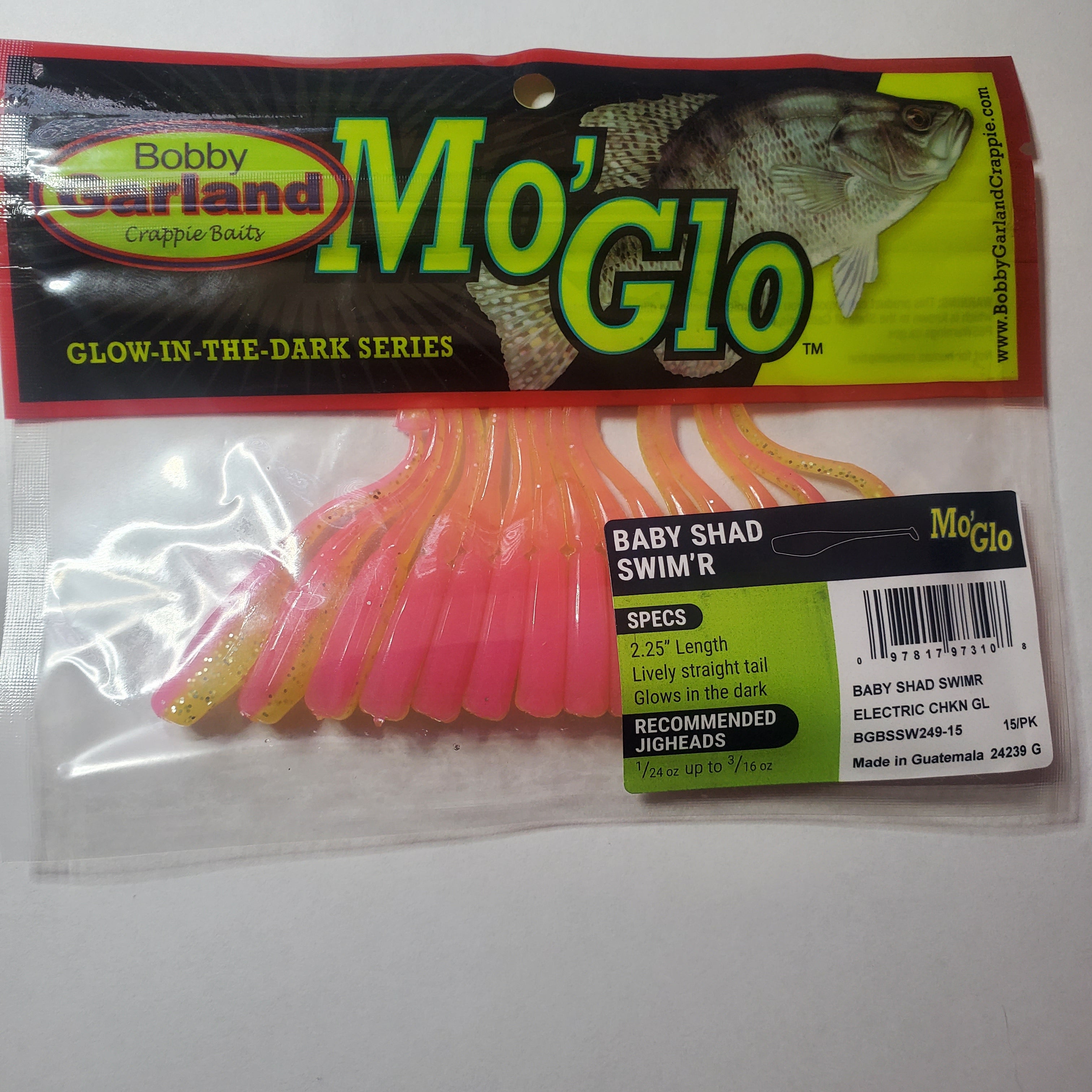 Bobby Garland Baby Shad Swim'R 2-1/4" Glow Electric Chicken